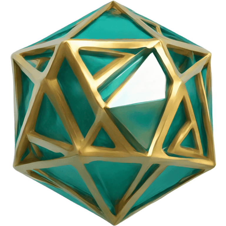 Gold & teal icosahedron emoji