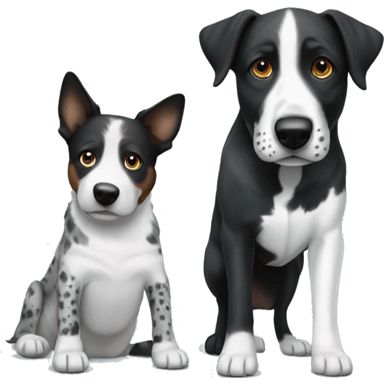 Blue heeler and German pointer with floppy ears black and white  emoji