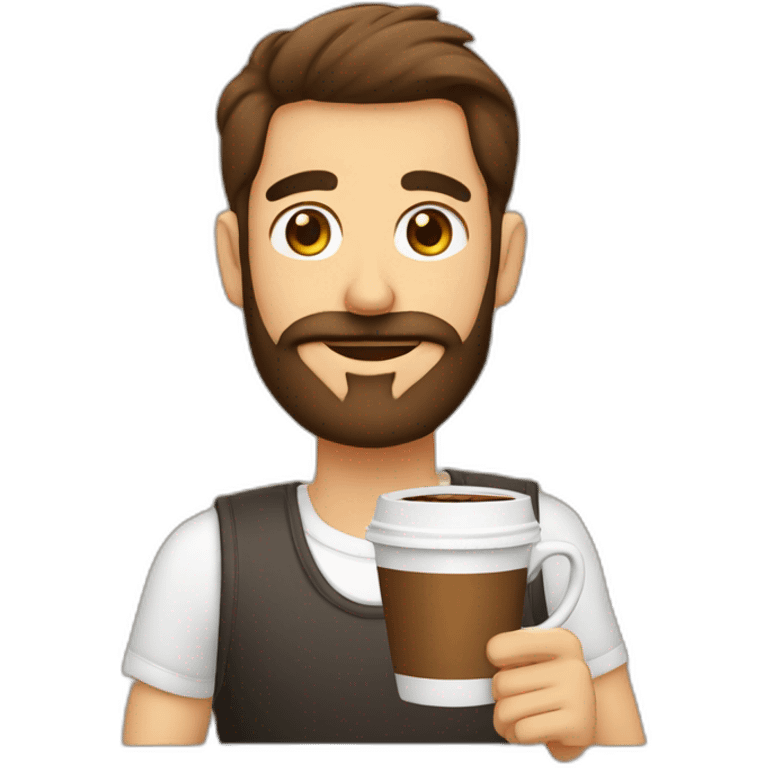 homem com barba com um copo café emoji