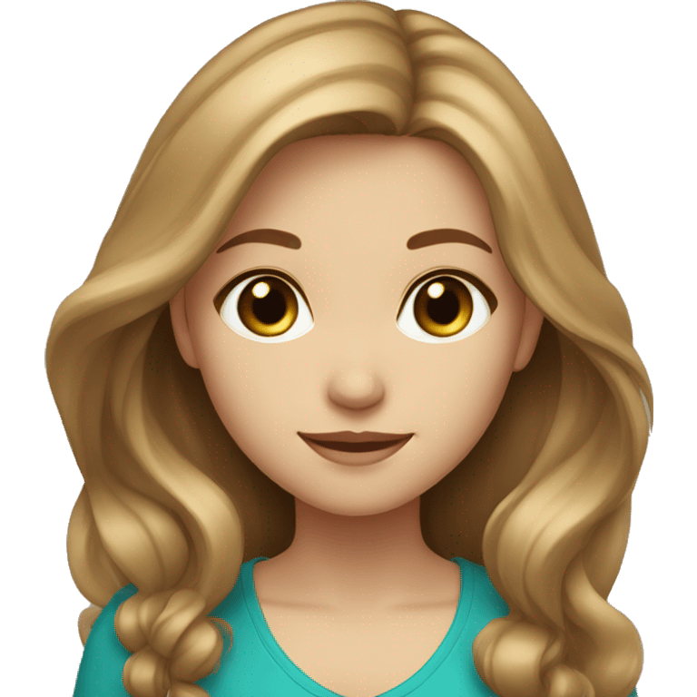 girl with long light brown hair, fair skin, blue-green eyes emoji