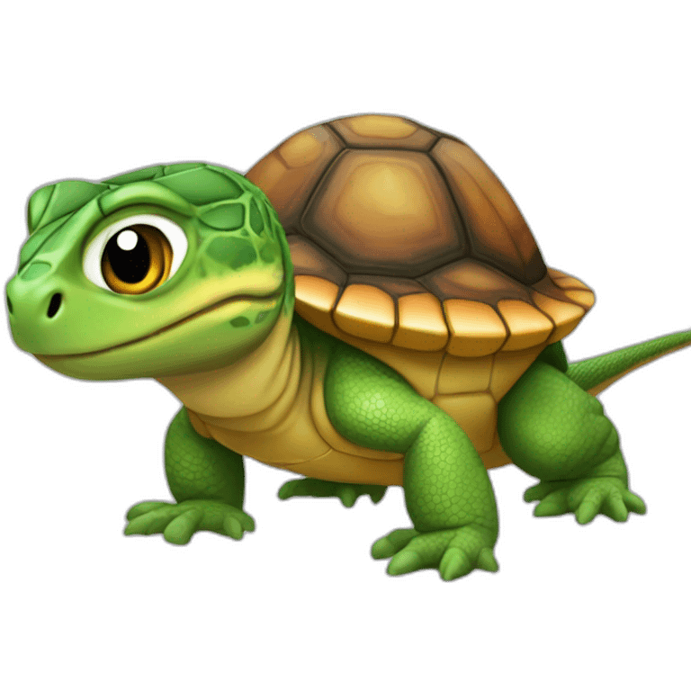 Lézard sur le dos d'une tortue emoji