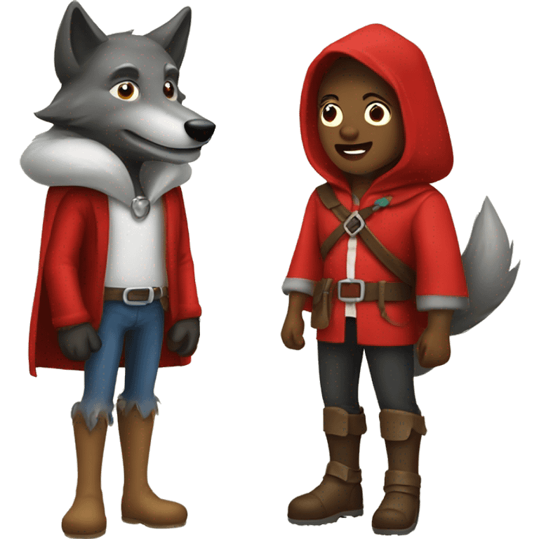 Red riding hood and Wolf emoji