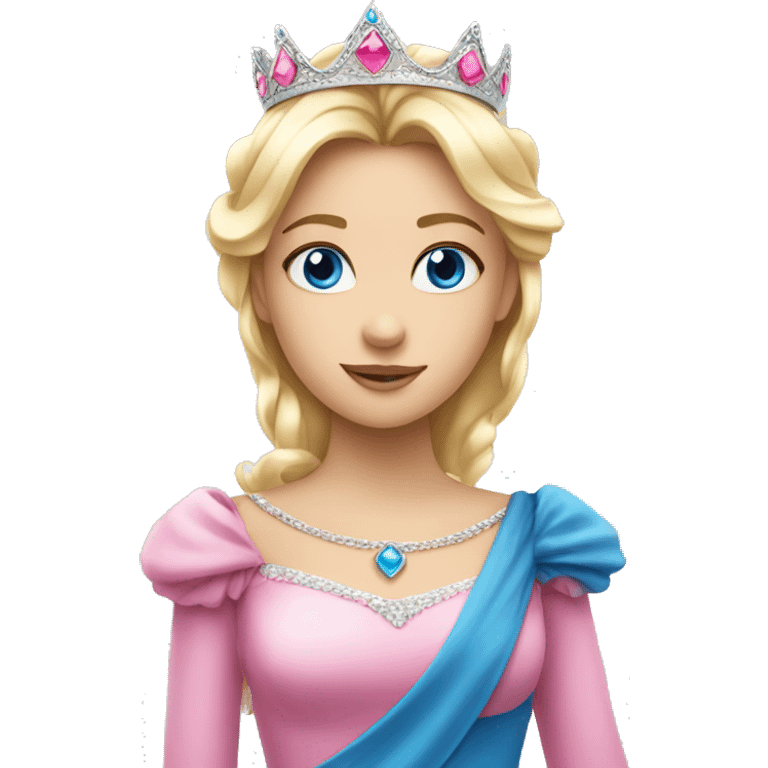 blonde princess with blue eyes with pink princess crown emoji