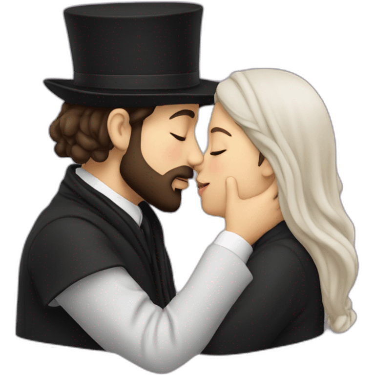 two Orthodox Jews kissing each other emoji