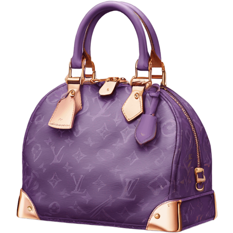 purple Designer Louis Vuitton bag with rose gold monogram and witw trim emoji