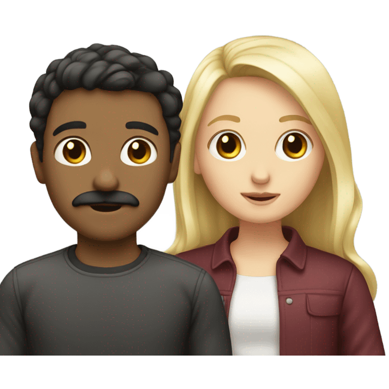 Blonde girl with dark brown haired boy with mustache emoji