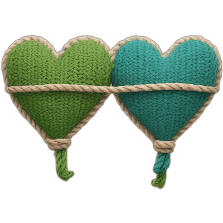 Two hearts made out of rope, knitted together emoji