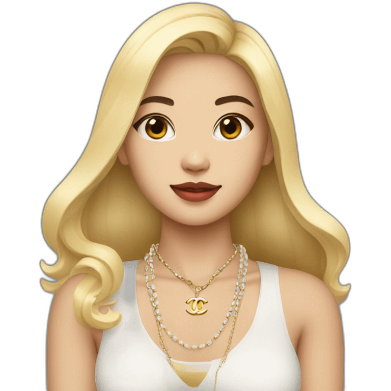 Blonde Asian girl with Chanel bag and necklace emoji