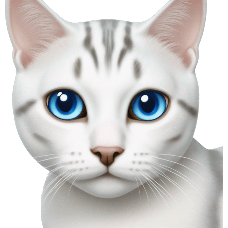 White American shorthair cat with blue eyes emoji