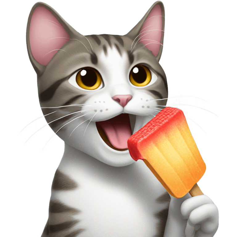 Cat eating popsicle  emoji