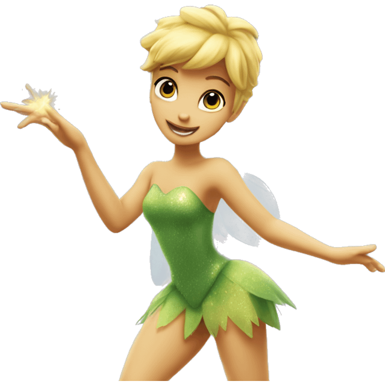 Tinkerbell flying with fairy dust emoji