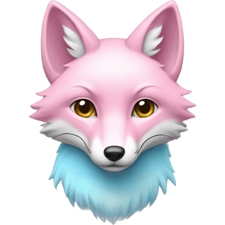 half light blue half pink fox emoji