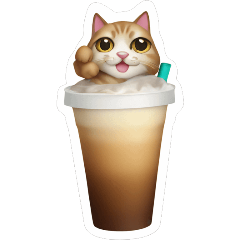 Cat drinking iced coffee  emoji