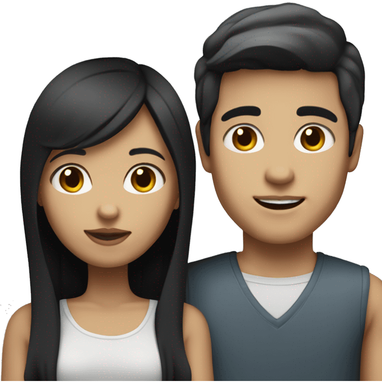 couple white skin girl with black straight hair and medium tone skin boy emoji