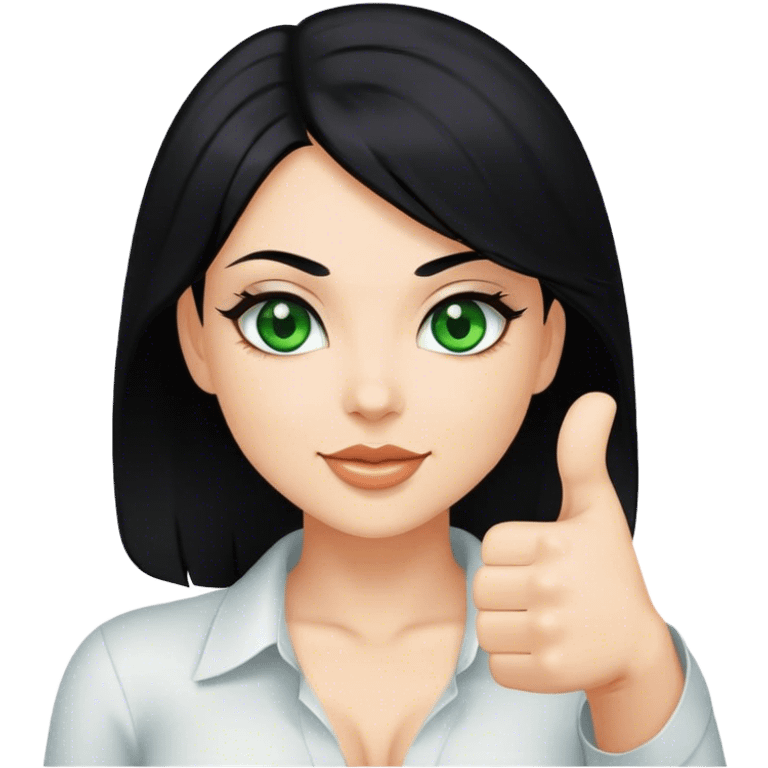 Sexy lady with black hair and green eyes thumbs up    emoji