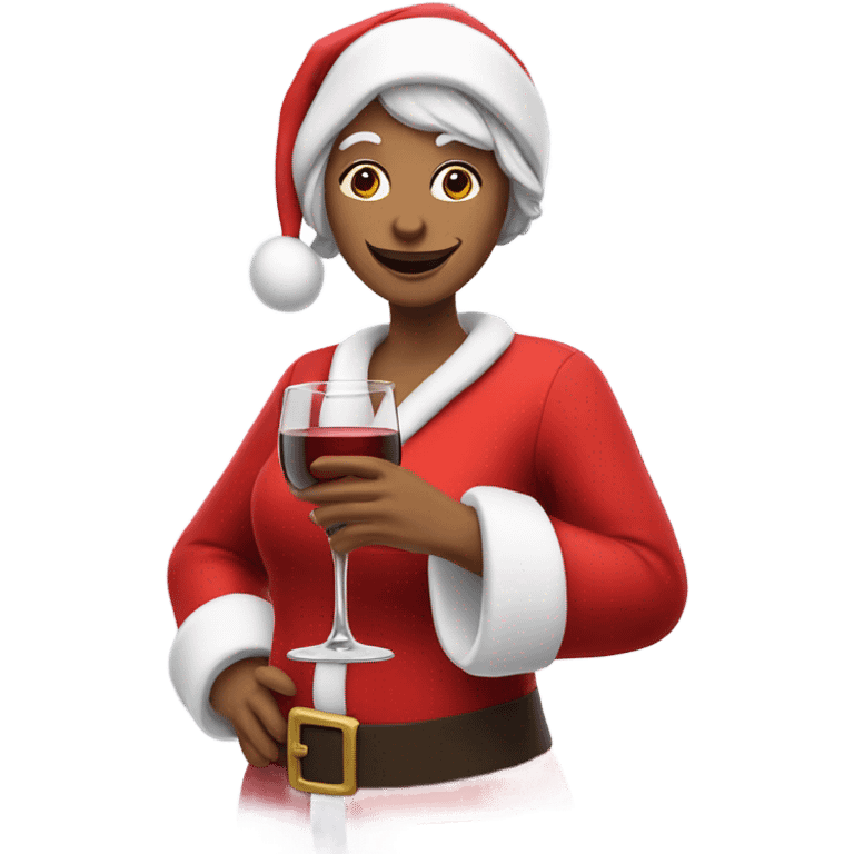 Mrs. Clause with a glass of wine emoji