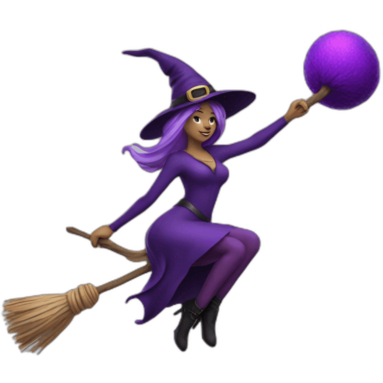 sexy purple witch flying on a broom emoji