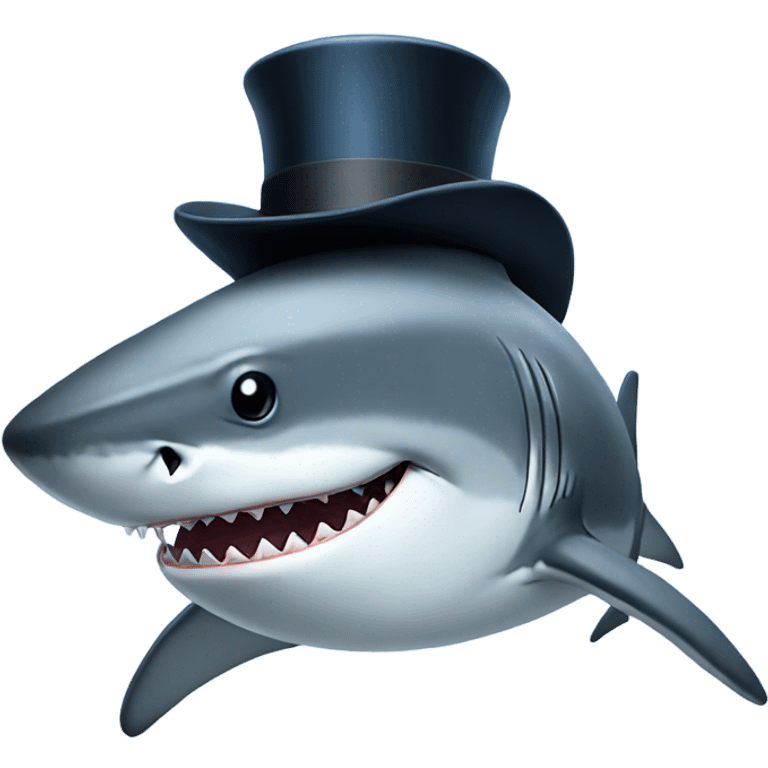 Shark with a top hat emoji