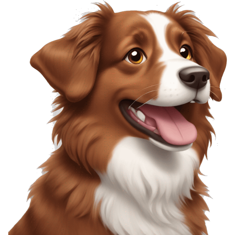 Red australian shepherd smiling emoji