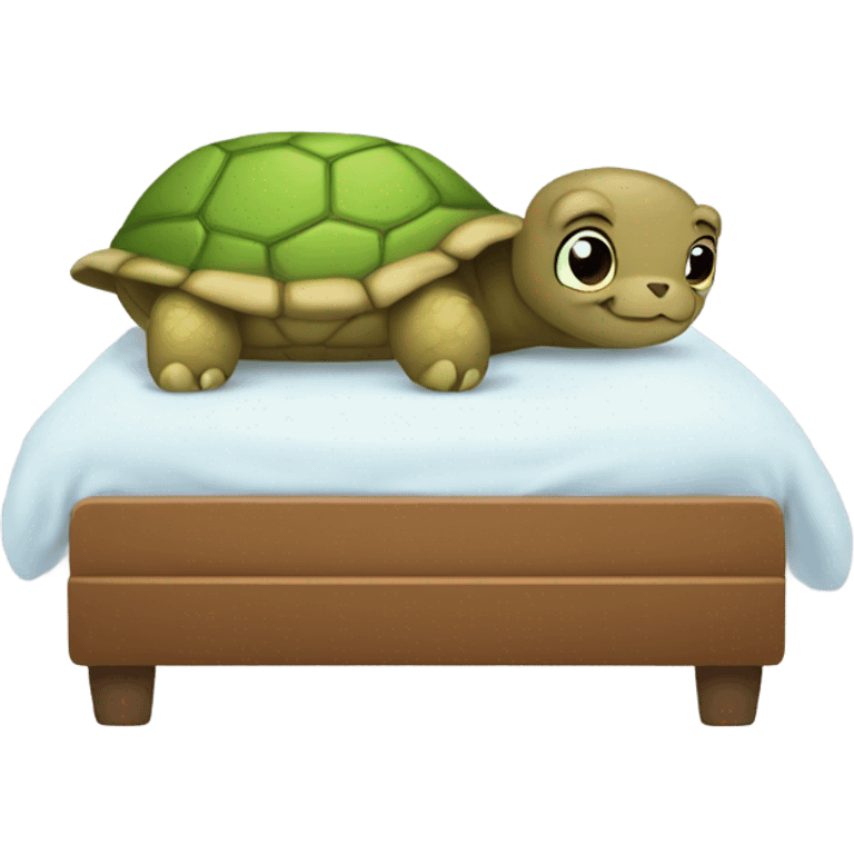 Turtle in a bed with a teddy bear  emoji