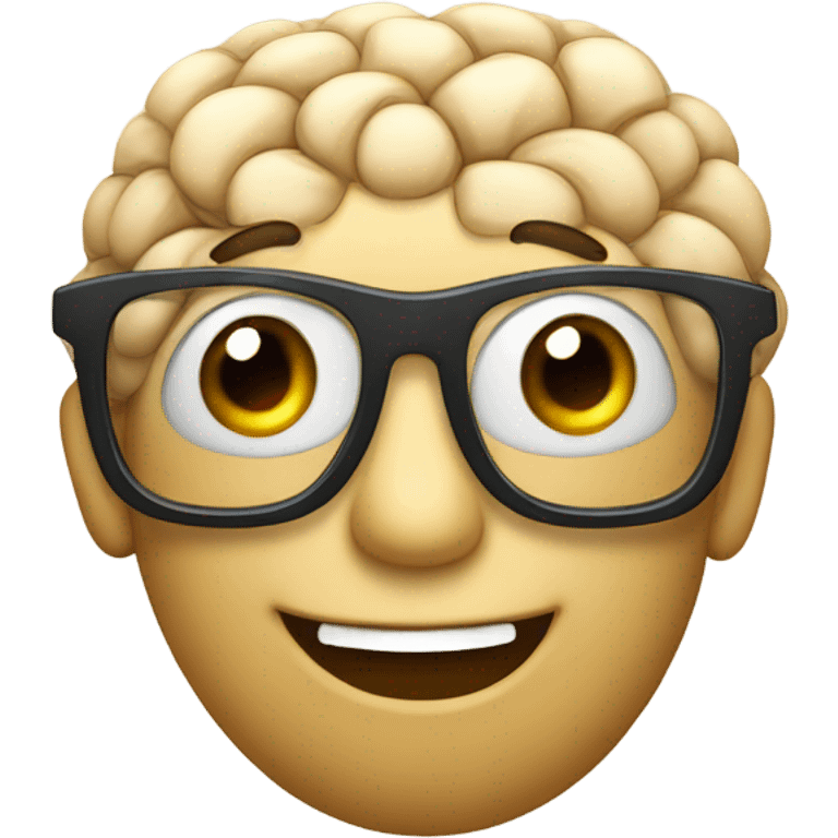 Brain happy ,with glasses  emoji