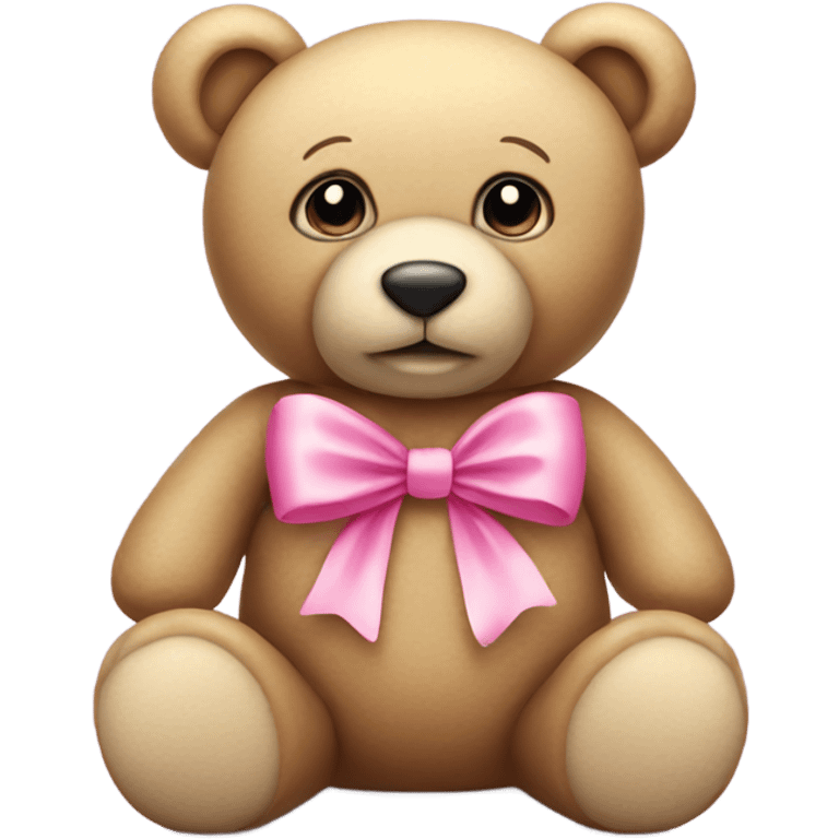 Beige teddy bear with pink bow on its head  emoji