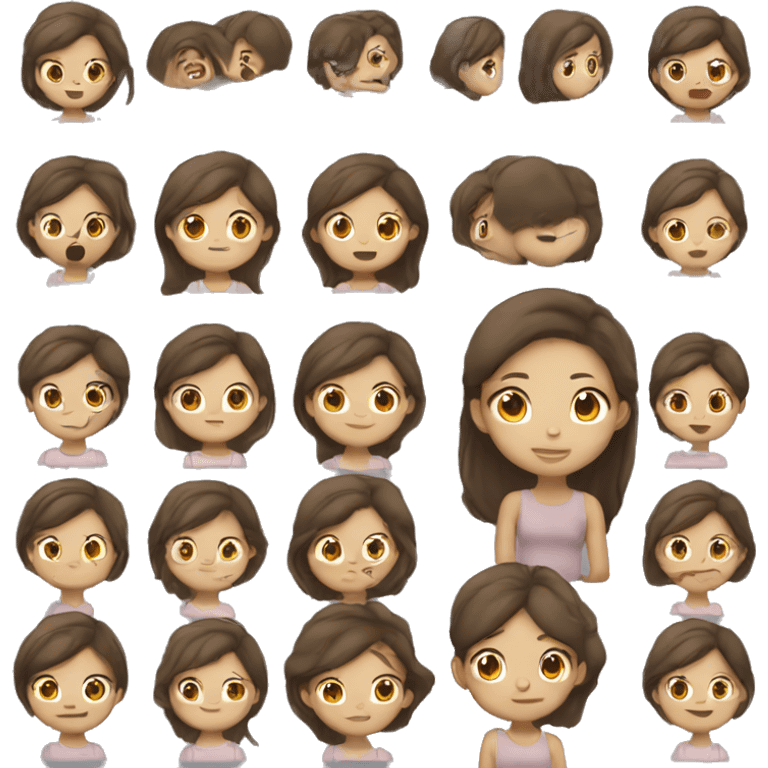 Asian girl light skinned Girl with brown hair emoji