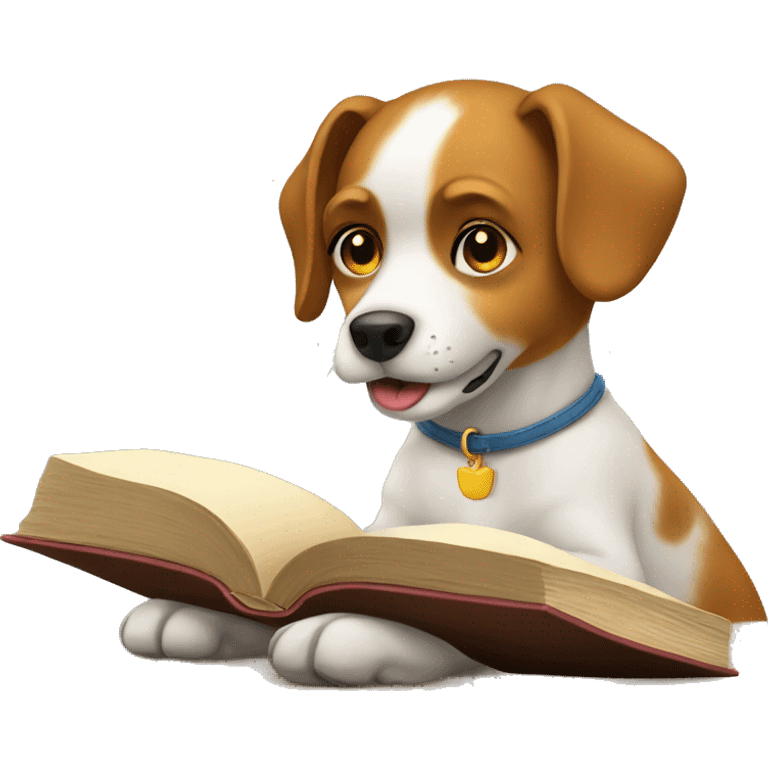 Dog reading a book emoji