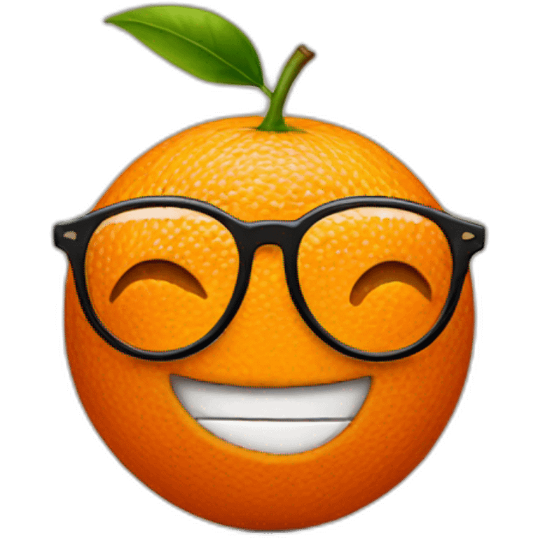 Orange with a face and glasses emoji