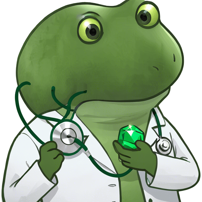 doctor bufo holding a green gem emoji