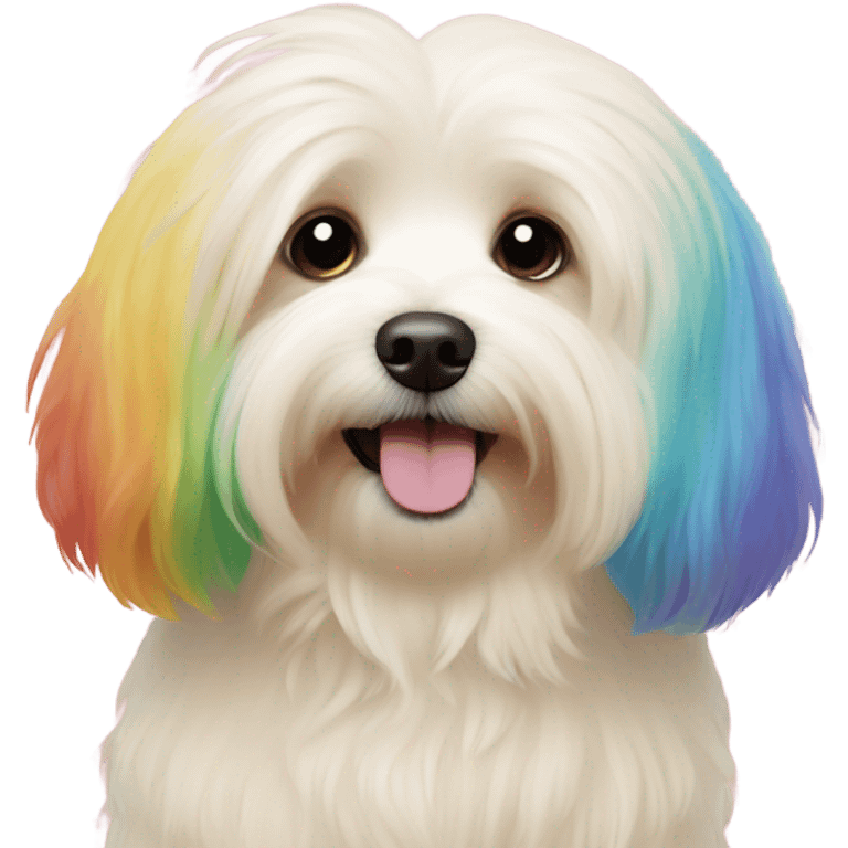 Cream colored havanese with rainbow tail (NOT RAINBOW EARS) emoji