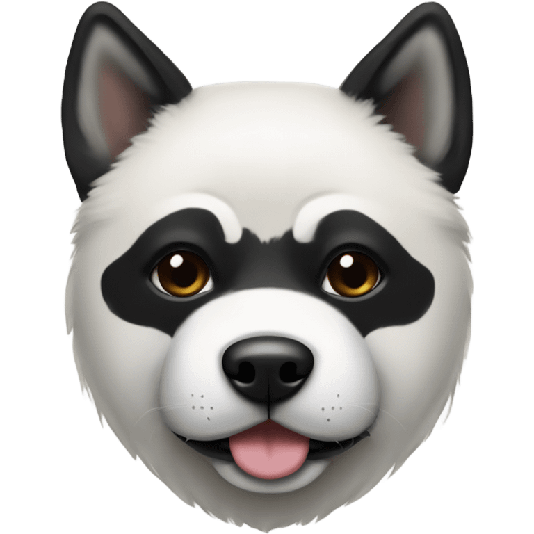 “Black and white American Akita with a black fur mask around the eyes.” emoji