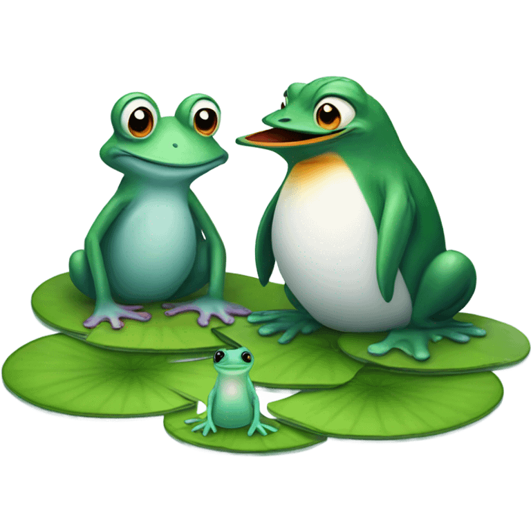 frogs and penguin  emoji