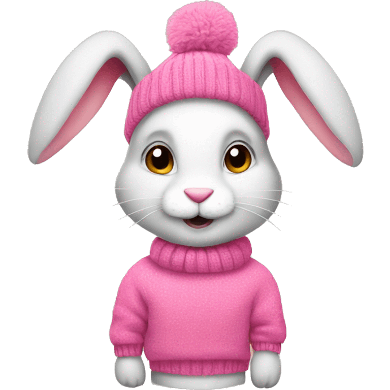 Rabbit with pink sweather emoji