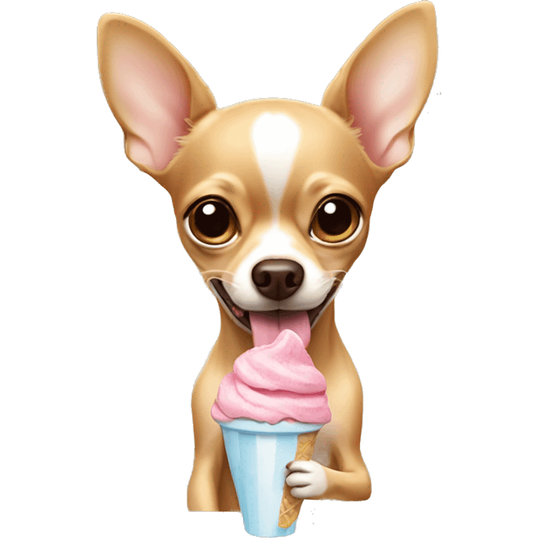 Tan chihuahua eating ice cream  emoji