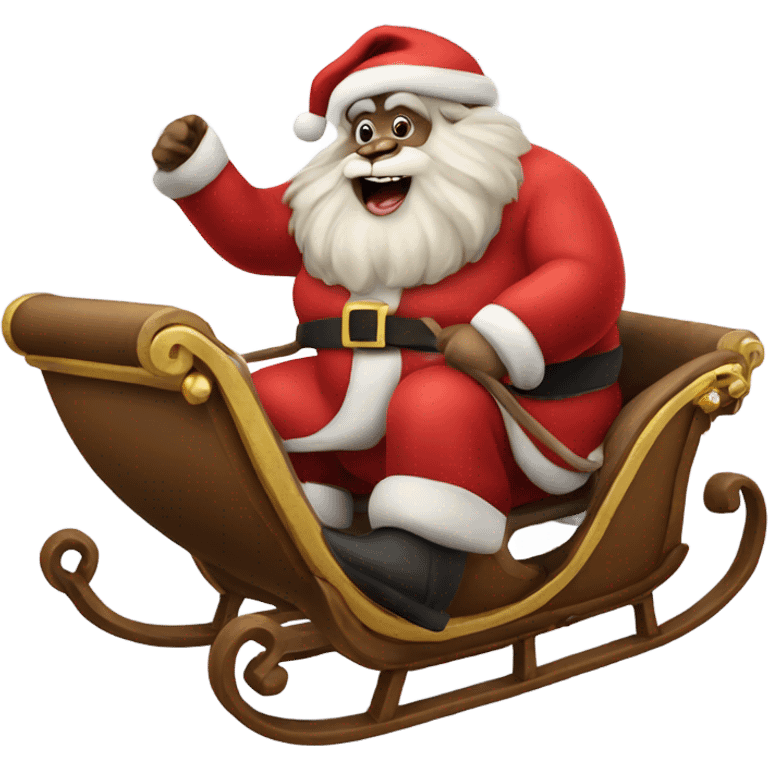 Fat monkey santa claus riding his sleigh emoji