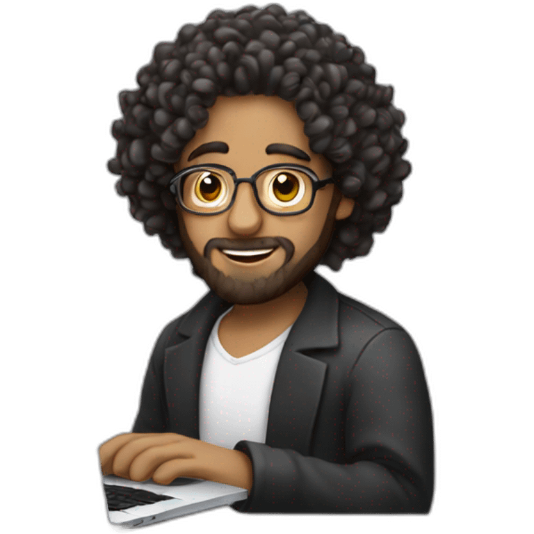 Jew with curly sidelocks holding a MacBook Pro emoji