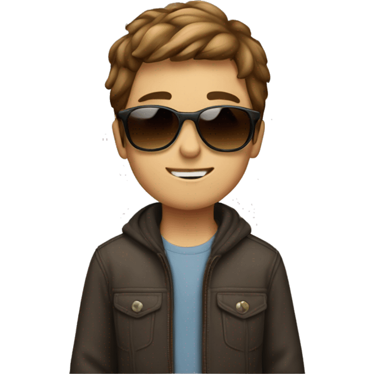 Fair brown-haired boy with sunglasses emoji