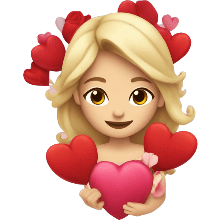 Carita enamorada con corazones rosas emoji