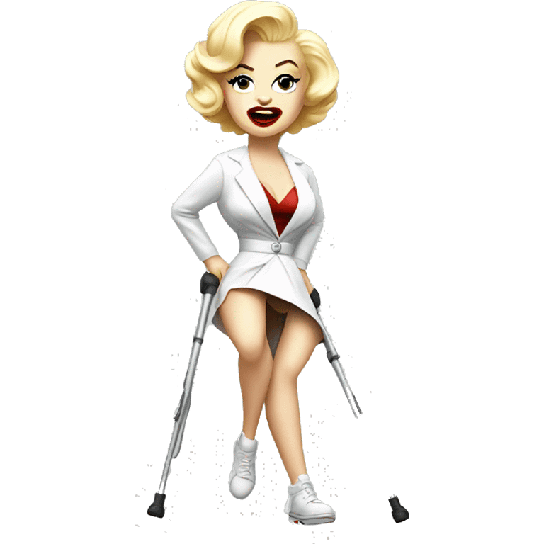 Marilyn Monroe with a broken leg on crutches emoji