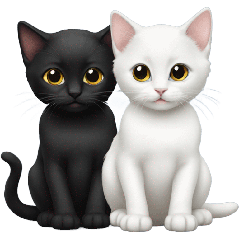 white kitten with a black kitten emoji