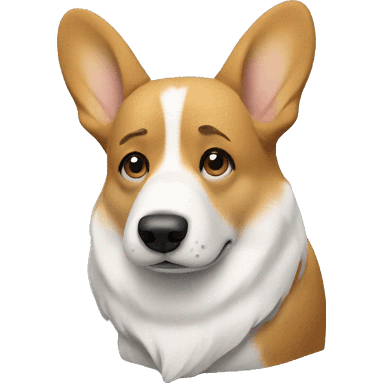 Sad Welsh corgi with droopy ears and a frown, looking heartbroken and down emoji