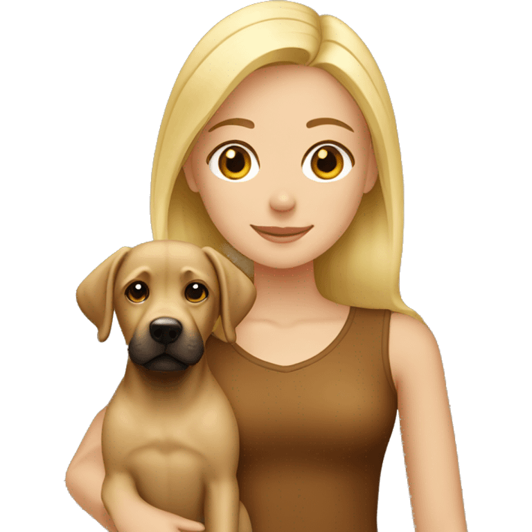 Blonde girl with brown Labrador emoji