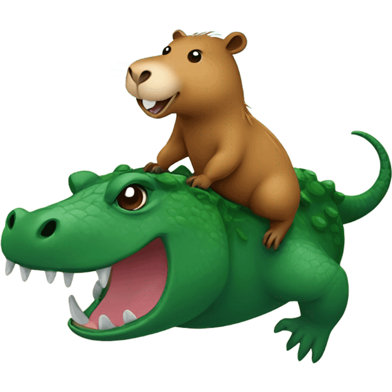 Capybara riding on a crocodile  emoji