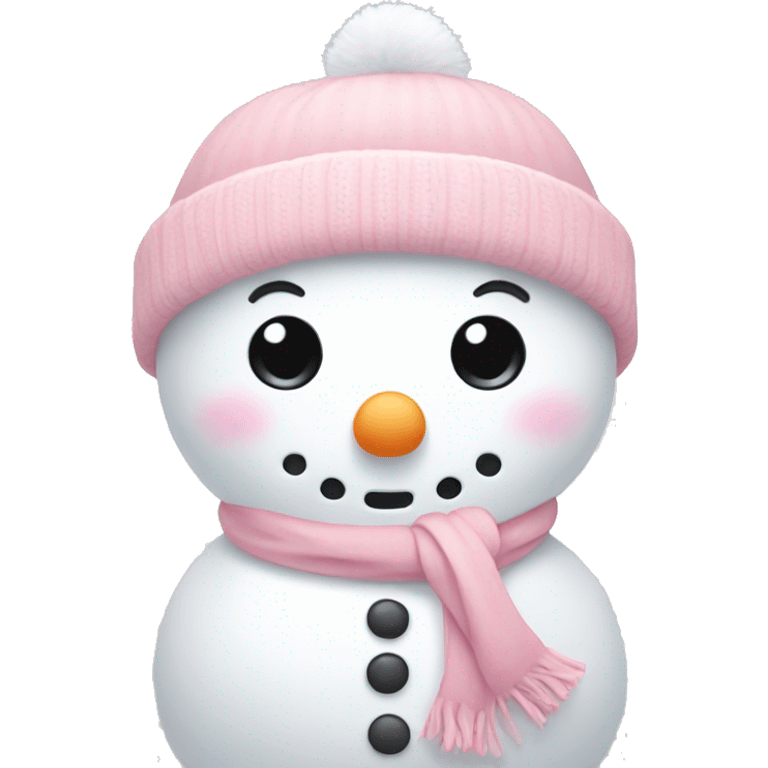 Cute white and light pink snowman emoji