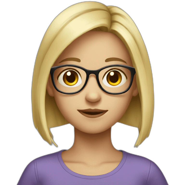 13y old, short hair, glasses, Girl, blonde emoji