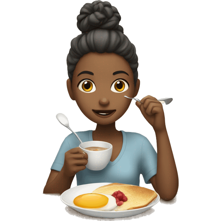 Girl eating nice breakfast emoji