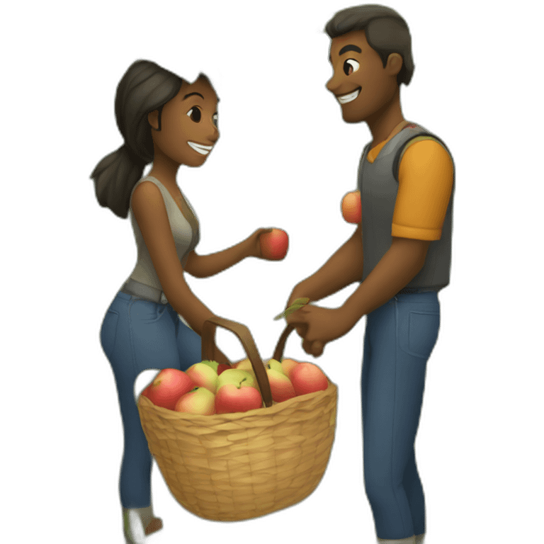 Couple apple picking emoji