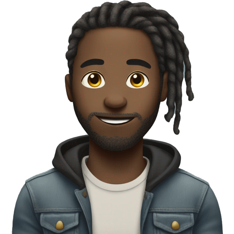 black man with medium size freeform dreads blushing emoji