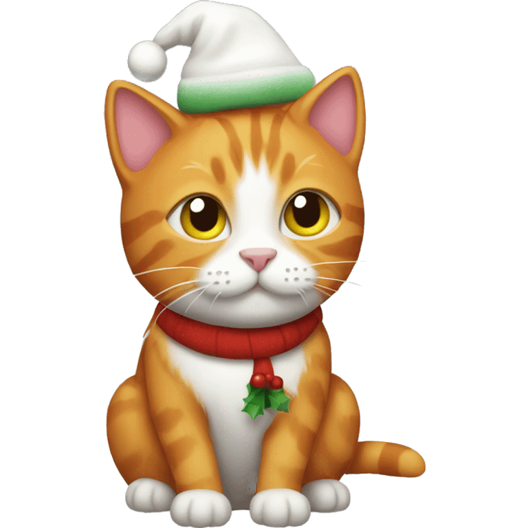 Ginger cat wearing Christmas cat  emoji